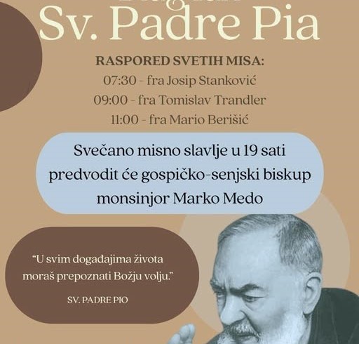 Biskup Medo predvodi misno slavlje blagdana sv. Pija iz Pietrelcine u Zagrebu
